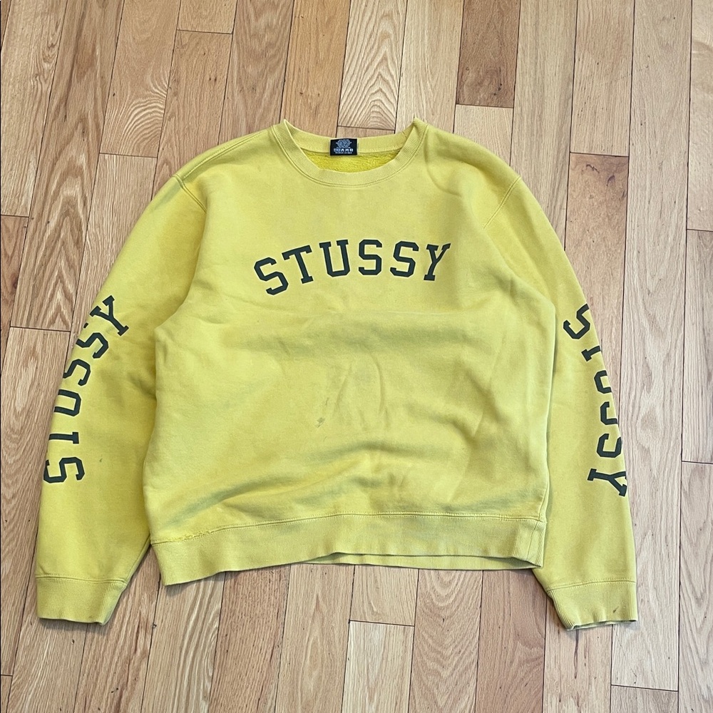 Stussy Bold Yellow Crew Neck Sweater